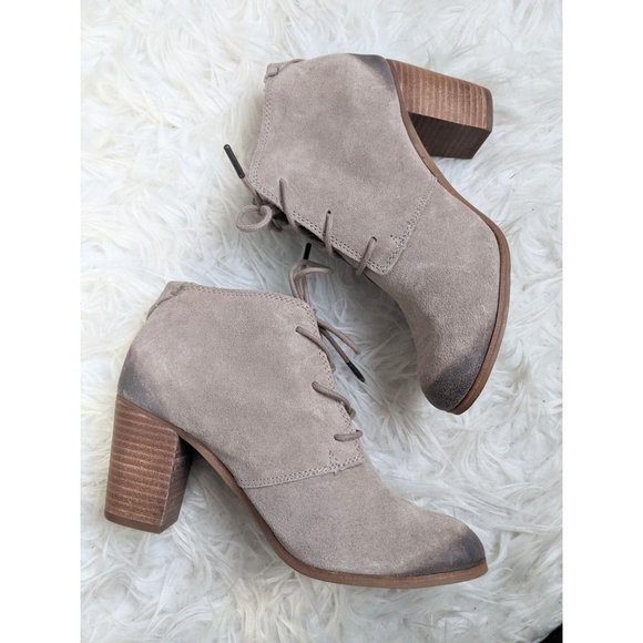 Toms, Lunata Desert Taupe Heeled Booties in Suede, Women’s Size 8.5 - Picture 1 of 11